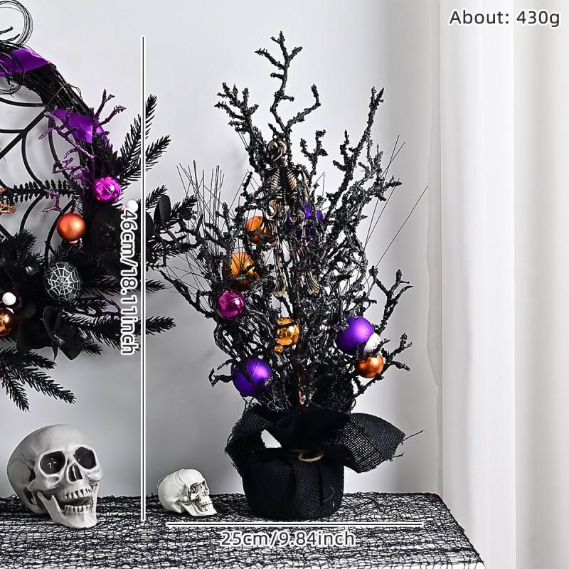 Halloween Wreath With Fake Skulls Spooky Balls Haunted House Party Door Decor