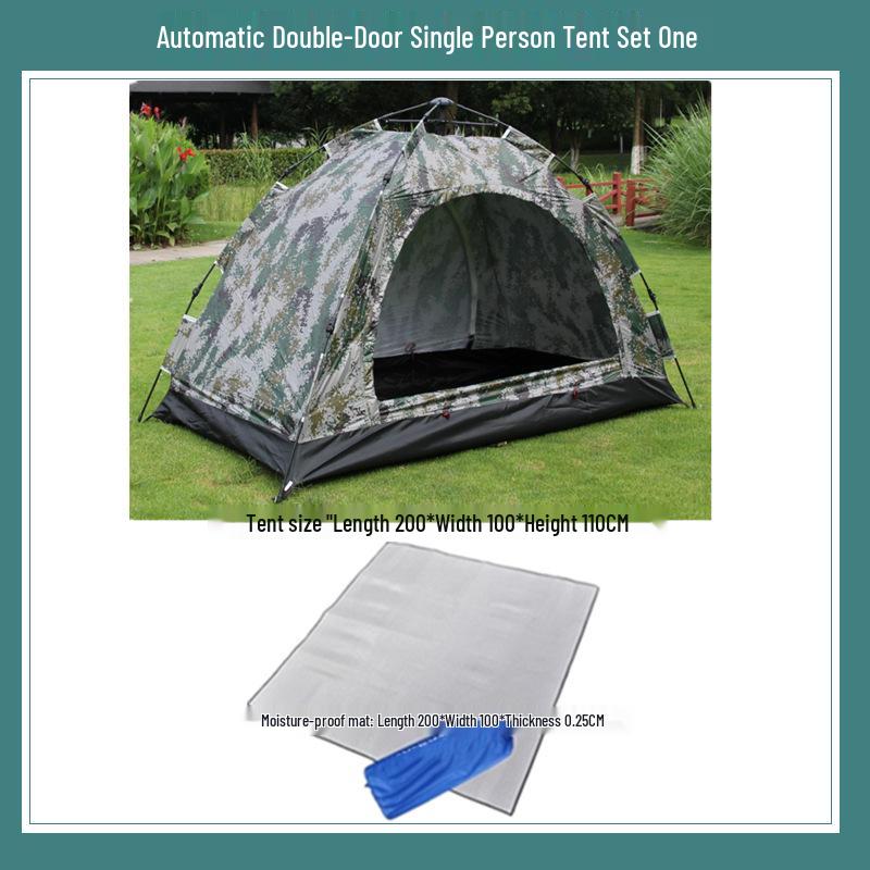 Camouflage 1-2 Person Windproof Pop-Up Camping Tent with Double Doors and Mesh