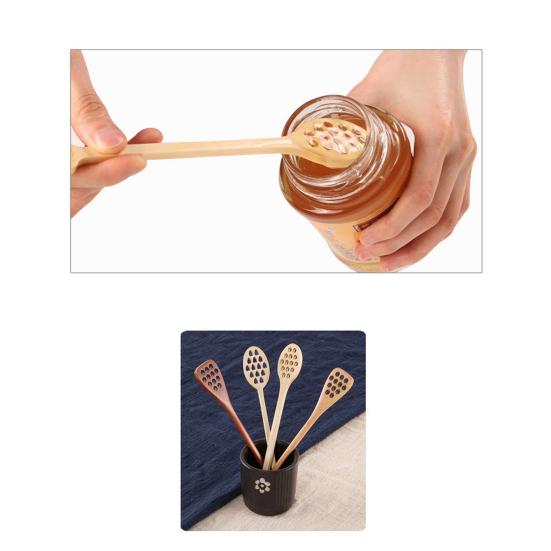 Ложка для перемешивания с отверстием, длинная ручка, многофункциональная деревянная палочка для смешивания, посуда, пищевой мед, кофе