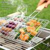 Grill Basket Folding BBQ Net Portable Stainless Steel BBQ Grill Basket With Handle for Fish Vegetables Shrimp Cooking Accessorie