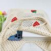 Women Large Capacity Shoulder Bag Stylish Strawberry Cherry Pattern Crochet Tote Bag All-Match Cute Knitting Hobo Bag KTY