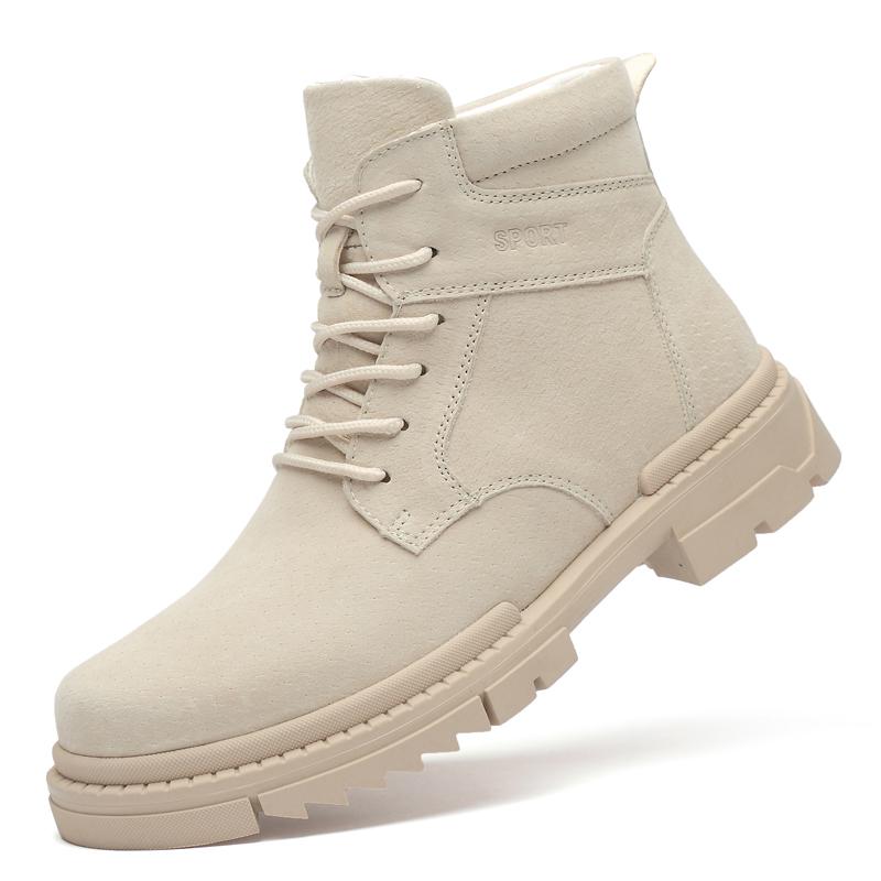 Брендовые классические туфли цвета песочного хаки на толстой подошве с высоким верхом, новые модные мужские зимние ботинки, зимние ботильоны для мужчин, теплые мужские ботинки на шнуровке
