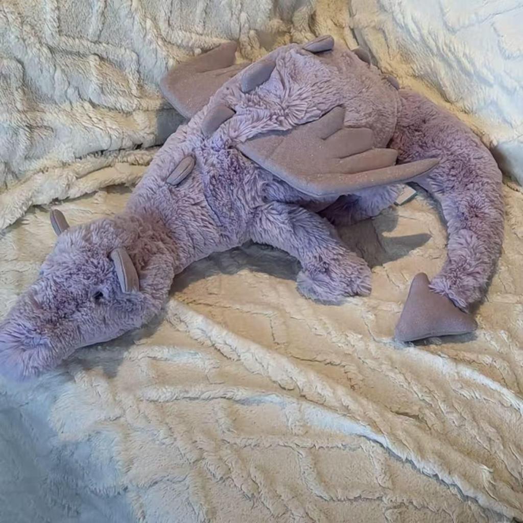 JC Cute Soft Snow Dragon Plush Toy Collection - Pink, Purple, Black, and Gold Lying Dragons