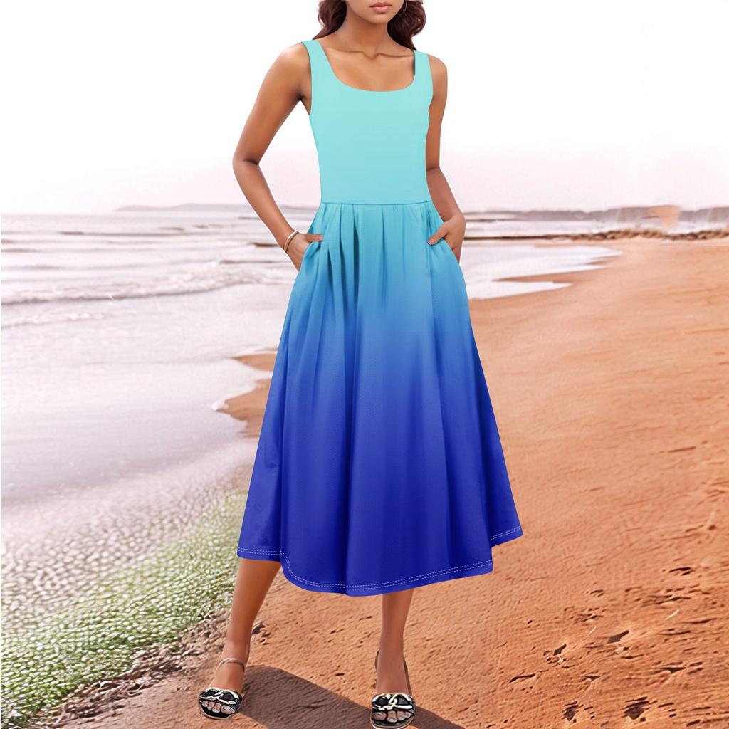 Women's Summer Spring Casual Floral Sundress Sleeveless Beach Vacation Flowy Boho Tank Midi Dresses