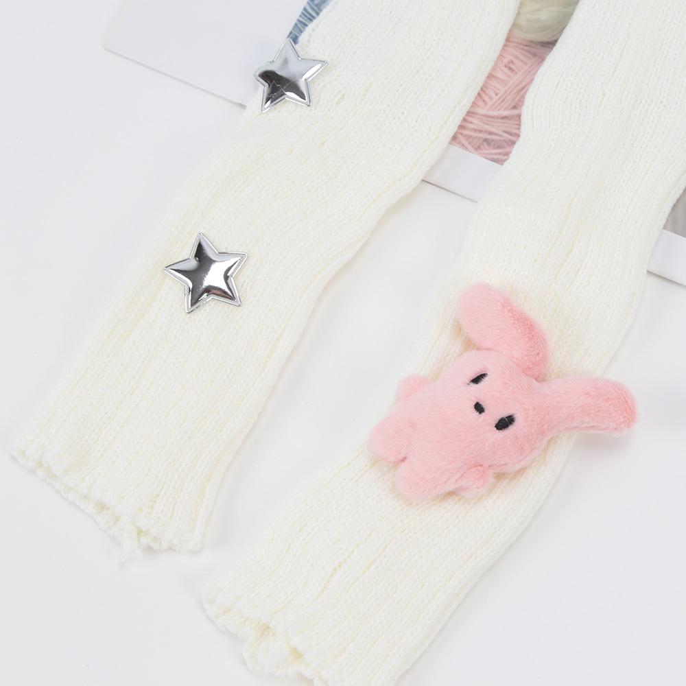 Winter Kawaii Arm Sleeves for Women Thicken Warm Knitted Arm Warmers Long Sleeve Half-finger Glove Gothic Fingerless Mitten