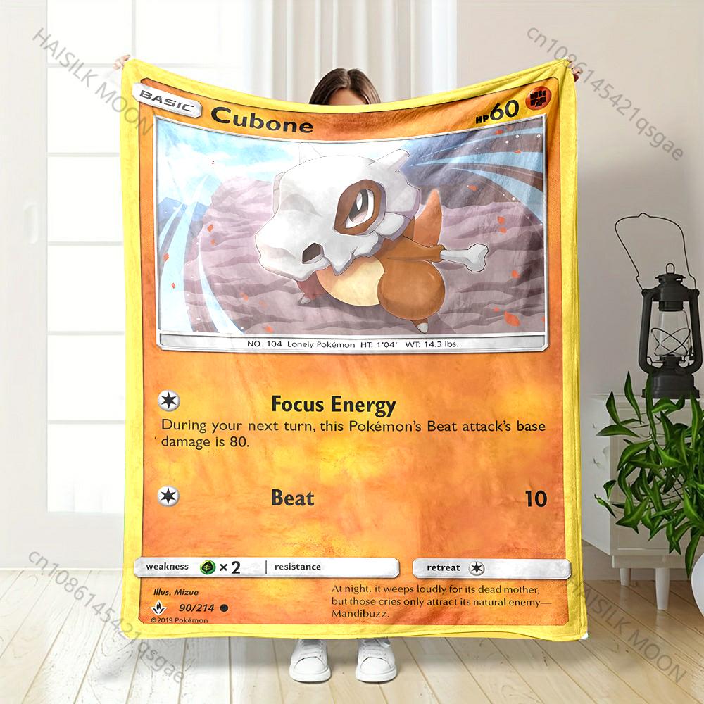 Multiple Sizes Pokemon Cubone Printed Blanket Flannel Fluffy Soft Blanket for Adult Kids Plush Sofa Bed Car Camping Luxury Gifts