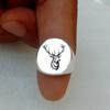 Deer Antler Signet Ring: Handmade 925 Sterling Silver Animal Jewelry