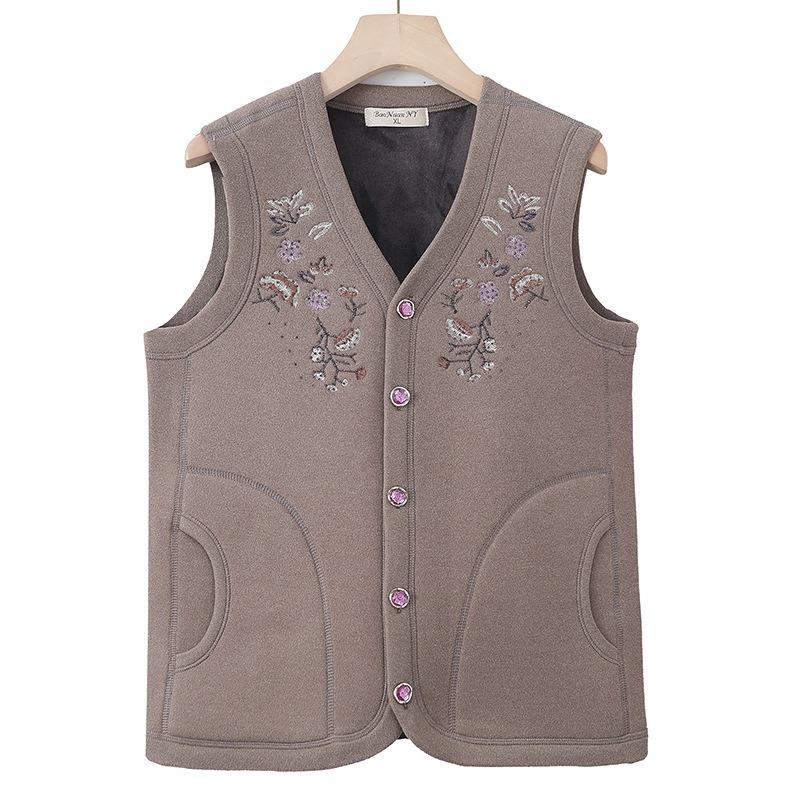 Women's Vest Autumn and Winter Velvet Thickened Vest Old Lady Warm Vest