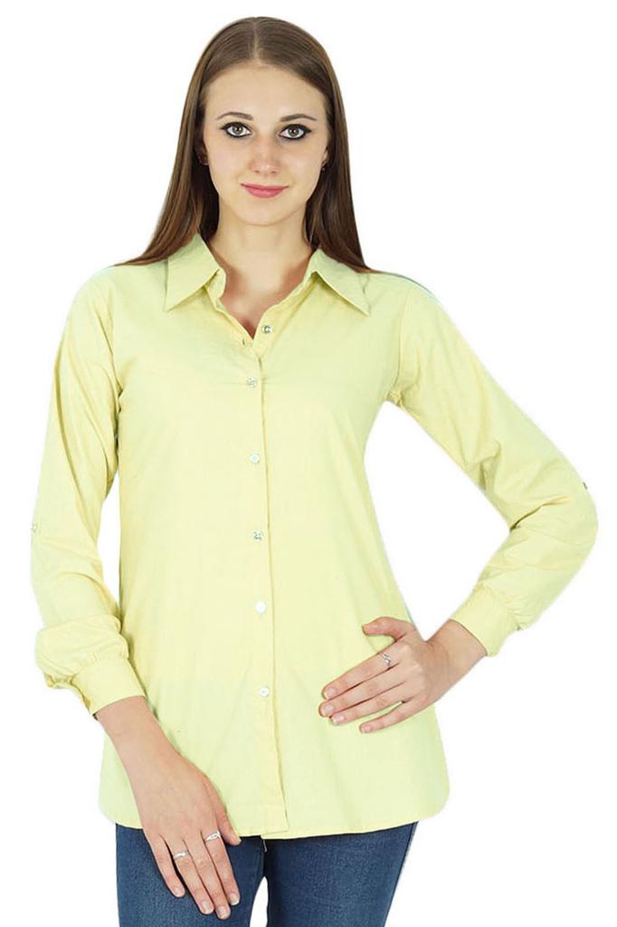 Top Cotton Shirt Long Sleeve Solid Short Kurta Women Clothing