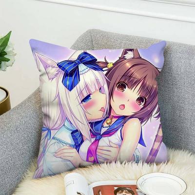 Аниме NekoPara Наволочка Двусторонняя печать Наволочка 45x45 Декоративные подушки Диван Домашний декор Мягкая наволочка