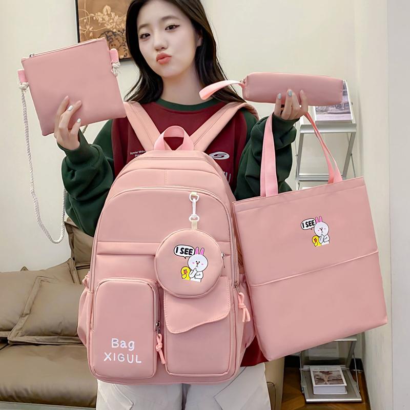 Five-Piece Backpack Set Student Schoolbag Waterproof Backpack Women's Nylon Backpack