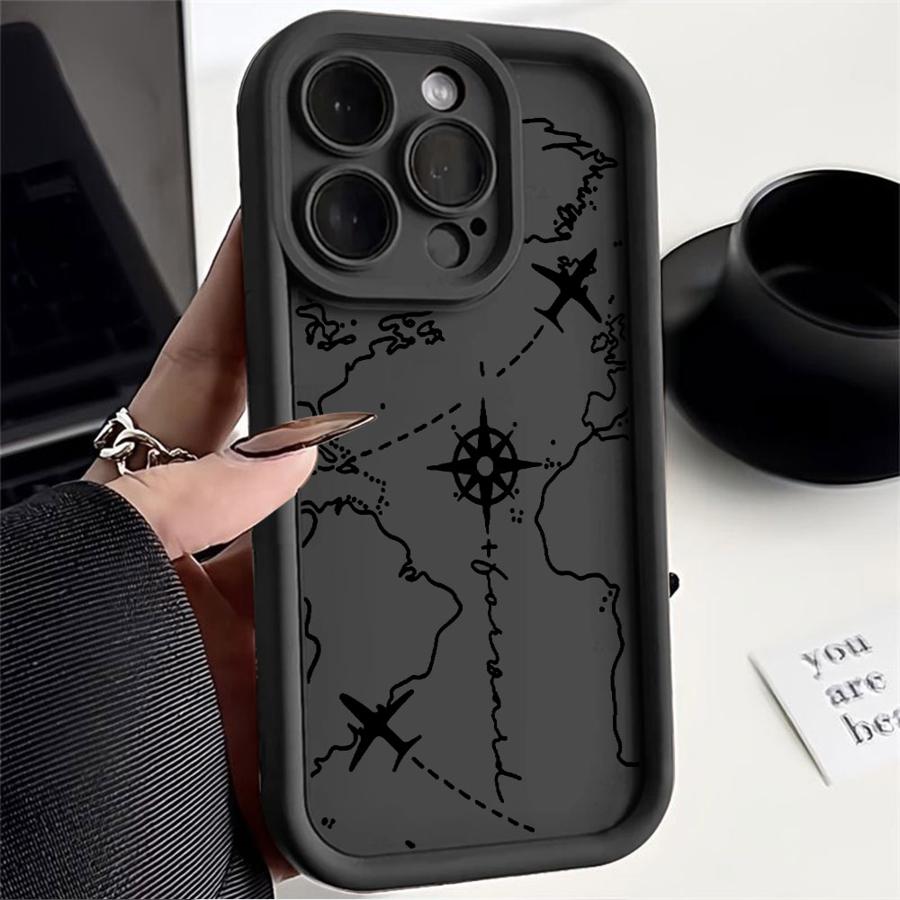 Чехол для телефона iPhone 13 12 11 Pro Max XS Max 16e XR 17 Air 15 16 14 Plus Мягкий корпус Маршрут самолета