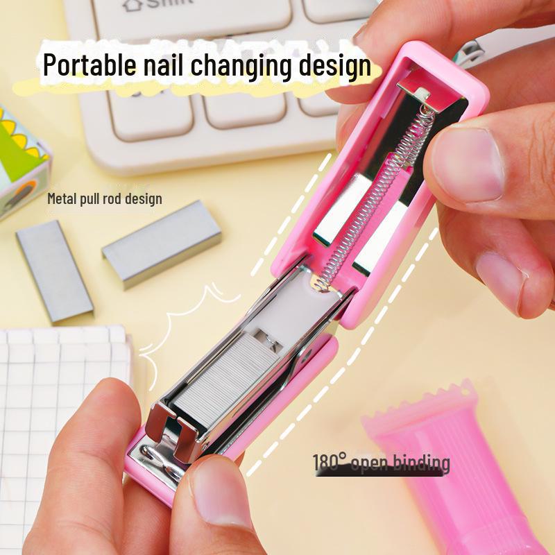 Candy Color Mini Stapler & Highlighter Set: Creative Cartoon Unicorn & Dinosaur Design