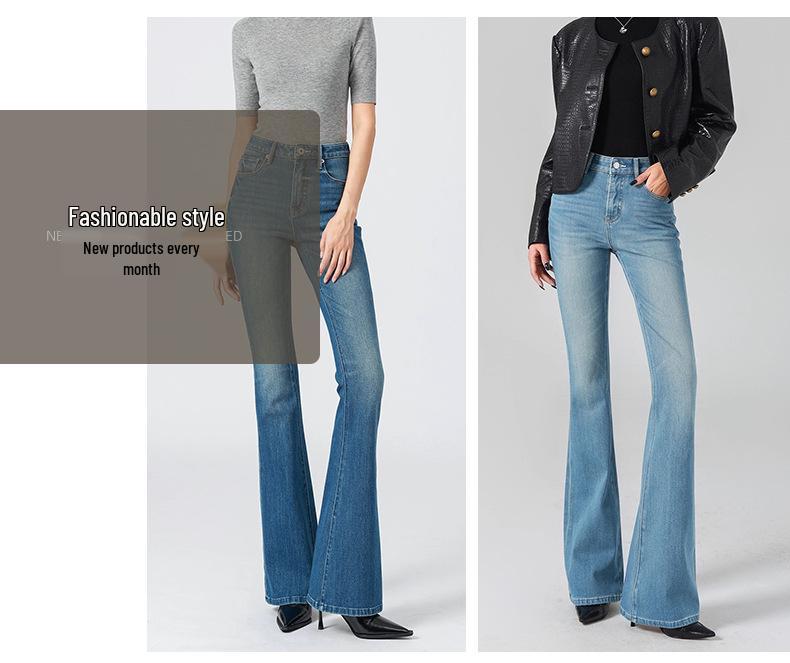 Designer High-Waisted Wide-Leg Jeans for Women - Trendy Spring Floor-Length Denim Pants