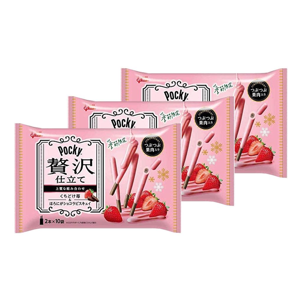 Ezaki Glico Pocky Luxury Kuchidoke Strawberries 2 бутылки x 10 пакетов Оптовая покупка x набор из 3 штук