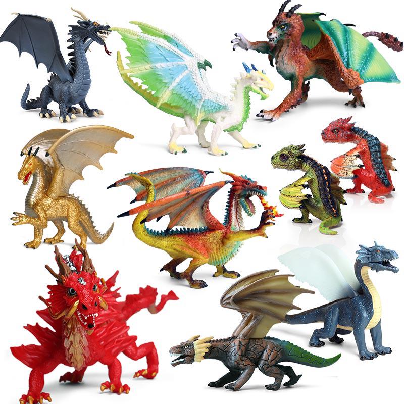 Dinosaur & Dragon Plastic Toy Set: Mythical Animal Figures for Kids
