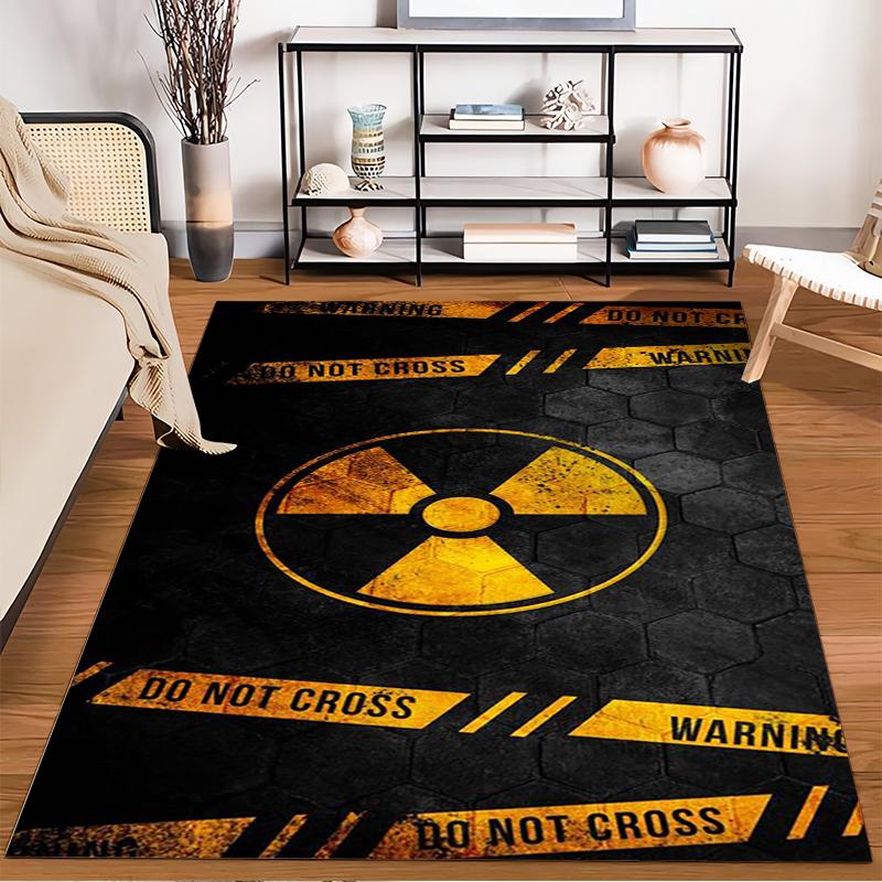 "Radioactive Warning Area Rug with 'Do Not Cross' Yellow Design" Suitable for use as an anti-slip for living room bedroom sofas