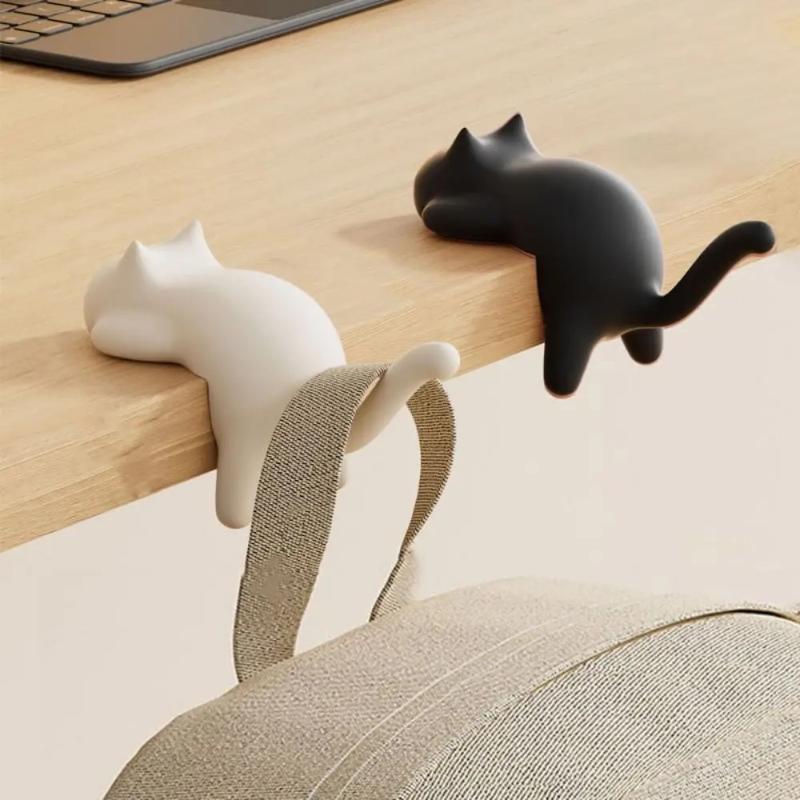 Cute Portable Cat Bag Hook Hanger Table Hook Handbag Backpack Travel Bag Organizer Holder Home Office Decor Desk Side Hooks