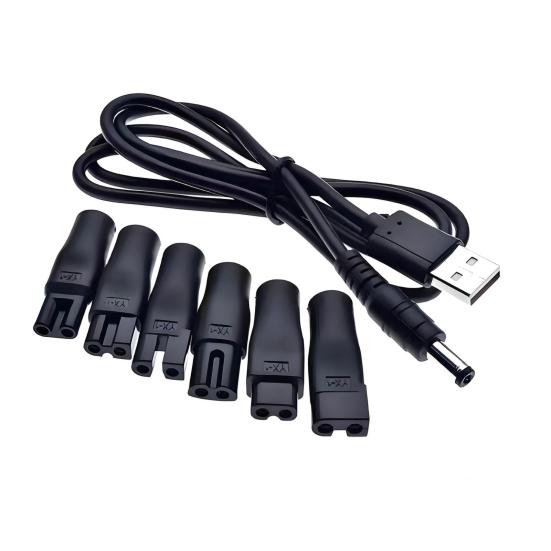 1 комплект, зарядное устройство для бритвы, сменный шнур питания, зарядное устройство 5 В, USB-адаптер, электрическая машинка для стрижки волос, триммер для бороды, зарядная головка для бритвы, конвертер