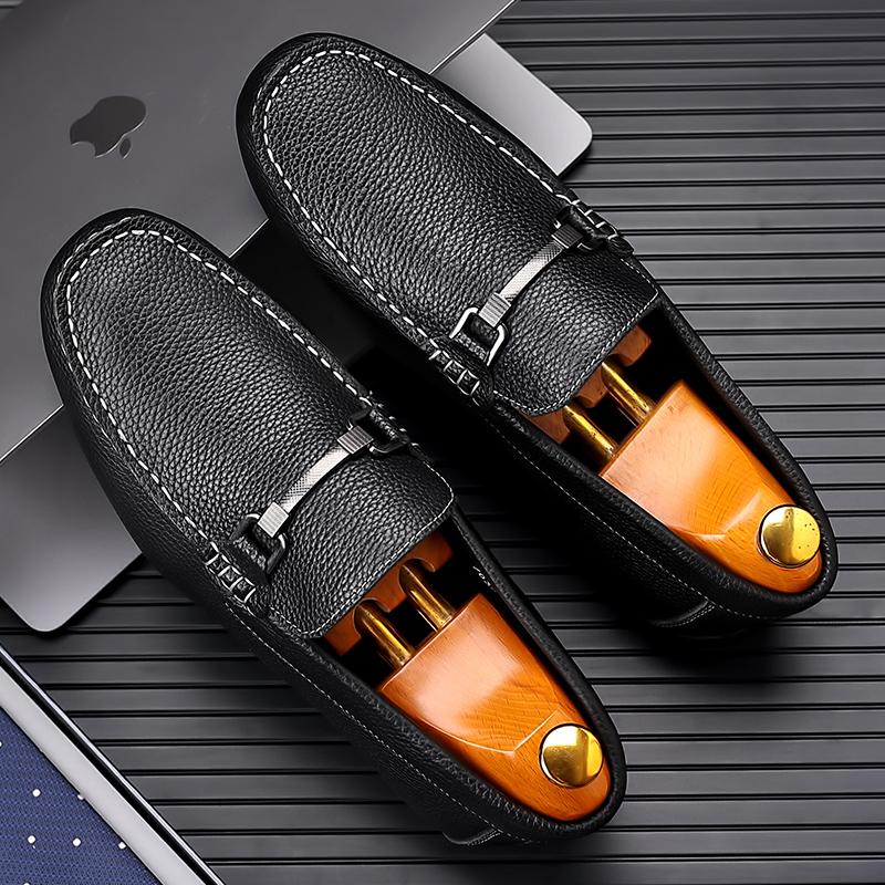 Мода 2024 года, повседневная обувь из натуральной кожи, итальянские мужские мокасины, дышащие мужские туфли для вождения, повседневная офисная официальная обувь