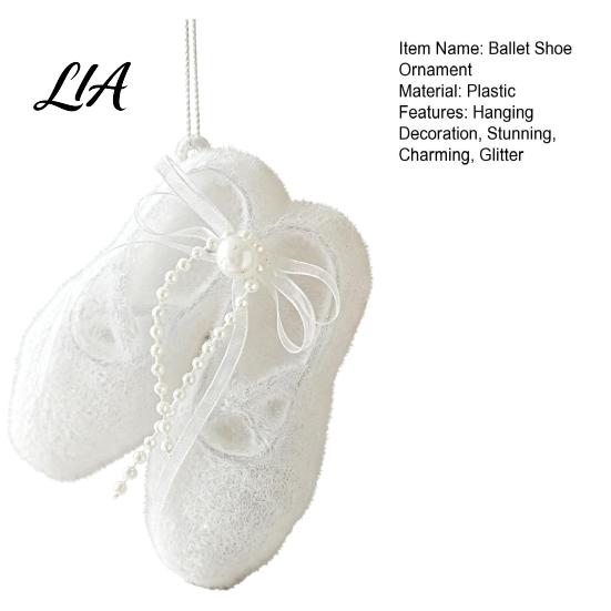 Atmosphere Creating Holiday Ornaments Glitter Ballet Shoes Christmas Ornament, Plastic Dancing Tree Hanging Home Party Decoration with Bow