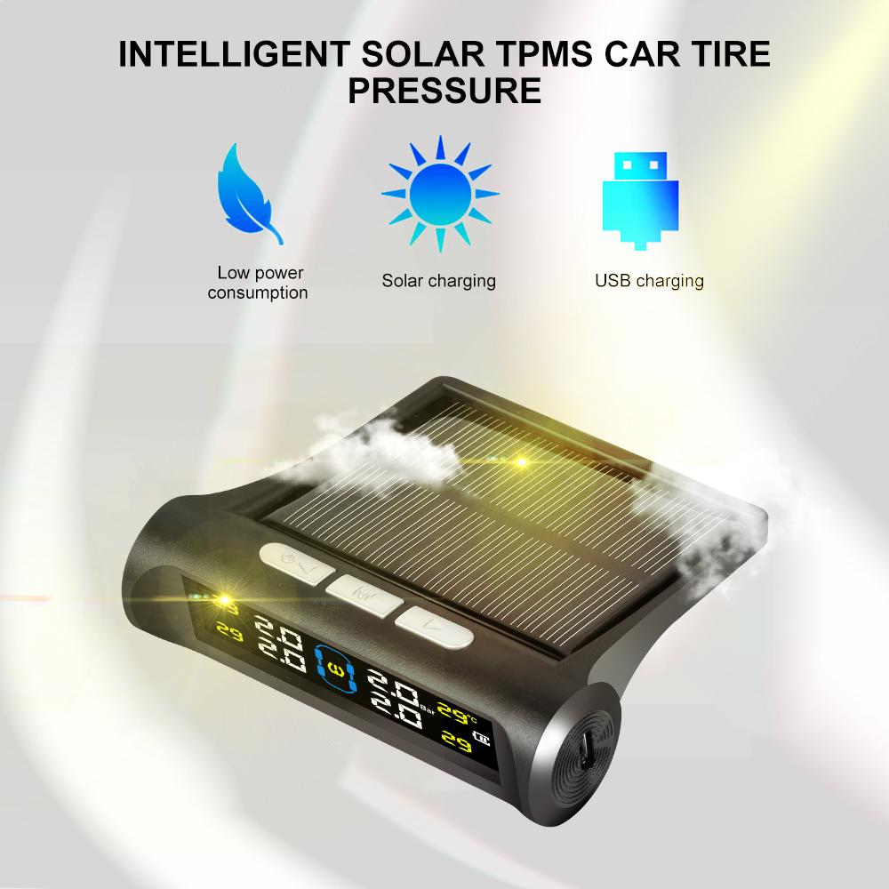 Универсальная всепогодная система контроля давления в шинах TPMS IPX7 с солнечной батареей/USB и поддержкой нескольких транспортных средств