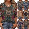 Women's T Shirt Print 3/4 Sleeve Daily Weekend Fashion Basic V- Neck Regular Top