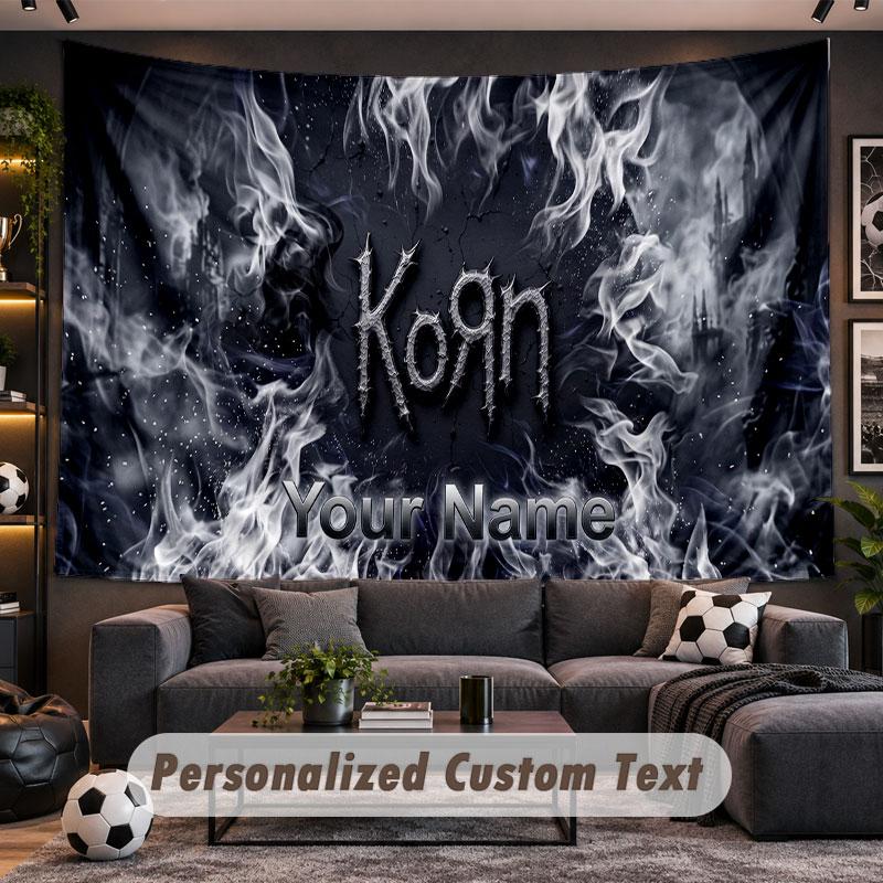 Wall Hanging Tapestry Custom NameKorn Pattern Personalized Printed Fabric Wall Decor