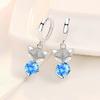 925 стерлингового серебра новые женские модные ювелирные изделия высокого качества лиса серьги-подвески синие розовые кристаллы циркония серьги
