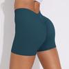 Peach-print pleated yoga trousers, running leggings, high-waisted stretch fitness shorts for women