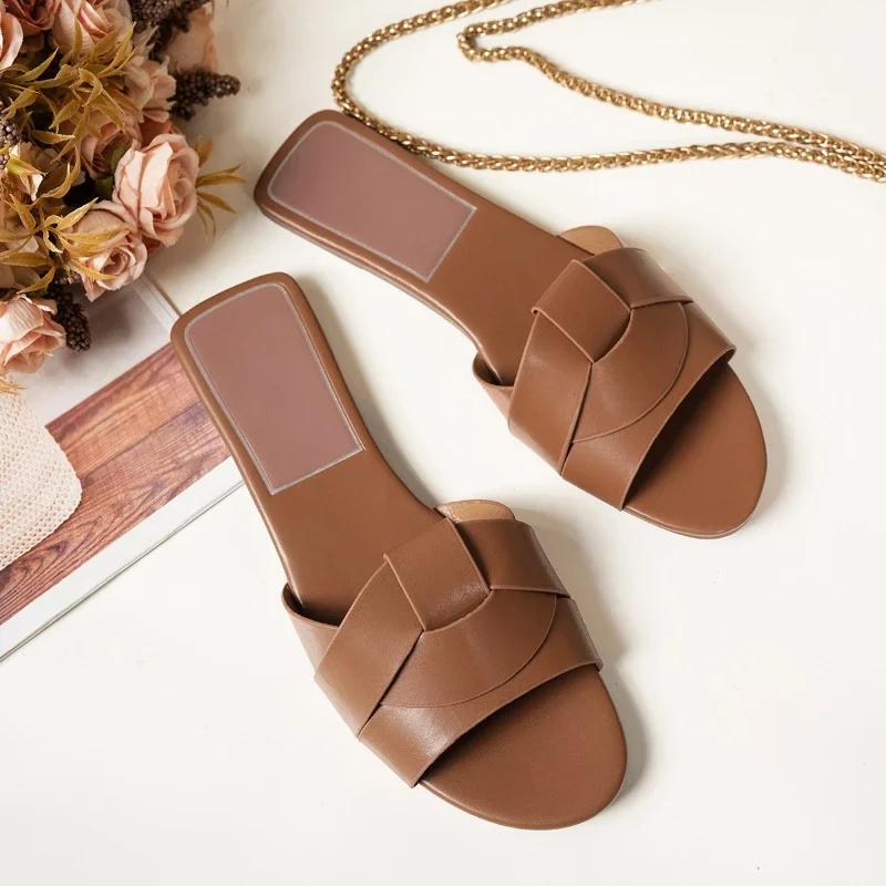Новые летние дизайнерские женские модные шлепанцы однотонной расцветки Zapatos De Mujer Женская обувь Шлепанцы Женские шлепанцы Женская обувь