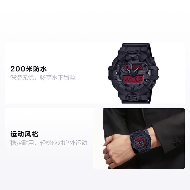 Casio Серия G-SHOCK 200 метров водонепроницаемость Кварцевые часы с ремешком из смолы мужские красная циферблат GA-700BBR-1AJF