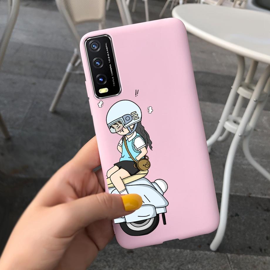 For Vivo V2027 Y20i Y20 Y20s Y11s Y12s Phone Case Candy Back Cover Soft Silicone Bumper Shell Daisy Dragon Bear Painting Capas