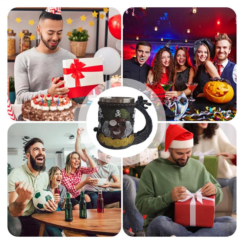 Кружка для кофе и пива, забавная кружка на пиратскую тематику, из нержавеющей стали, для дня рождения, Рождества, Нового года, юбилея