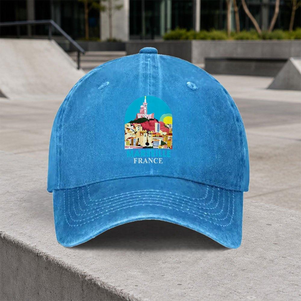 Marseille French Scenery Baseball Cap Adjustable Duckbill Hat for Outdoor Daily Wear Parties Lightweight Unisex