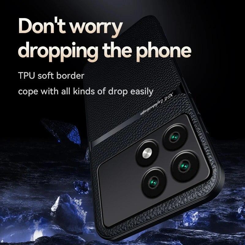 Чехол для Xiaomi Poco X6 Pro 5G с металлической пластиной, магнитный автомобильный держатель, чехол для телефона PocoX6 Pro X 6 X6Pro, мягкая кожаная задняя крышка