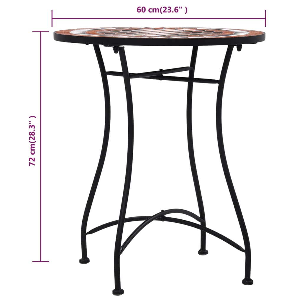 3 Piece Bistro Set with Mosaic Ceramic Terracotta Design