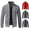 2023 Autumn/Winter Men's Plus Size Velvet Thickened Cardigan Sweater with Stand Collar - Slim Fit Coat.
