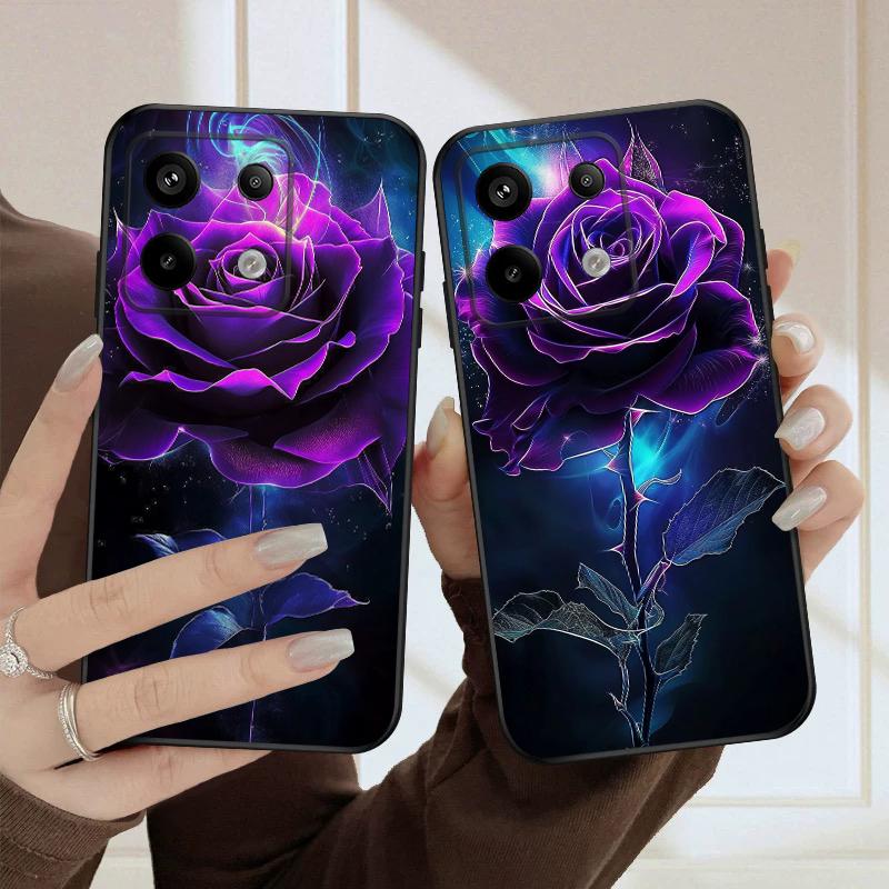 Темно-фиолетовая роза Для Redmi Note 10 11 Note12S 12 13 14 Pro Plus 5G 14S 4G 13ProPlus 9S 9 P ro 13C 14C силиконовый мягкий чехол для телефона