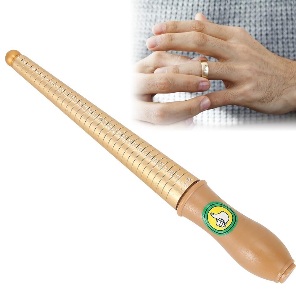 Universal Fit Plastic Ring Gauge Mandrel Brass Orange Finger Sizing Measuring Stick Ring Measuring Tool Portable Tool