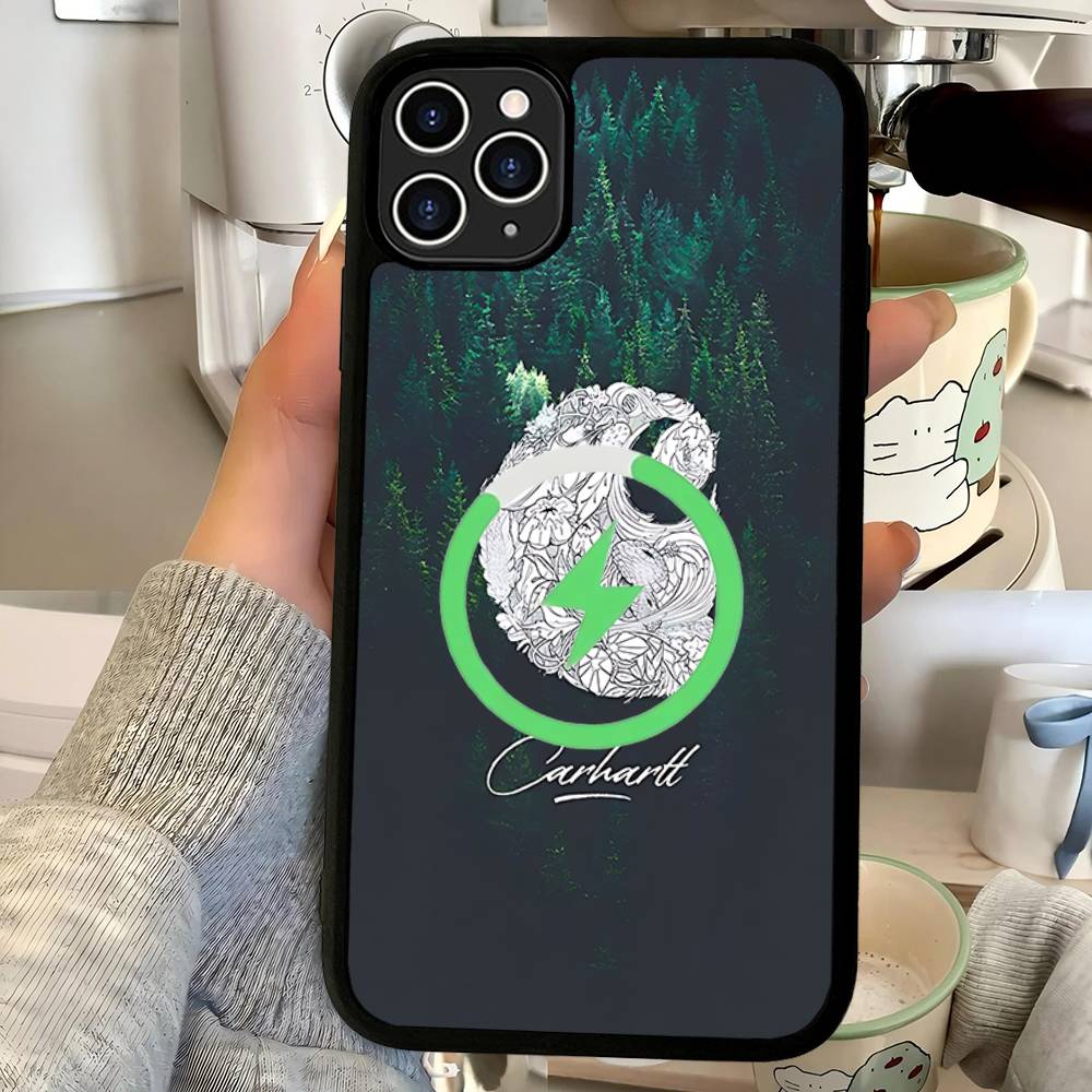 C-CarharttS Логотип Черный Для Магнитного Чехла Телефона Для IPhone 16 15 17 Pro Max 11 12 13 14 Plus Чехол