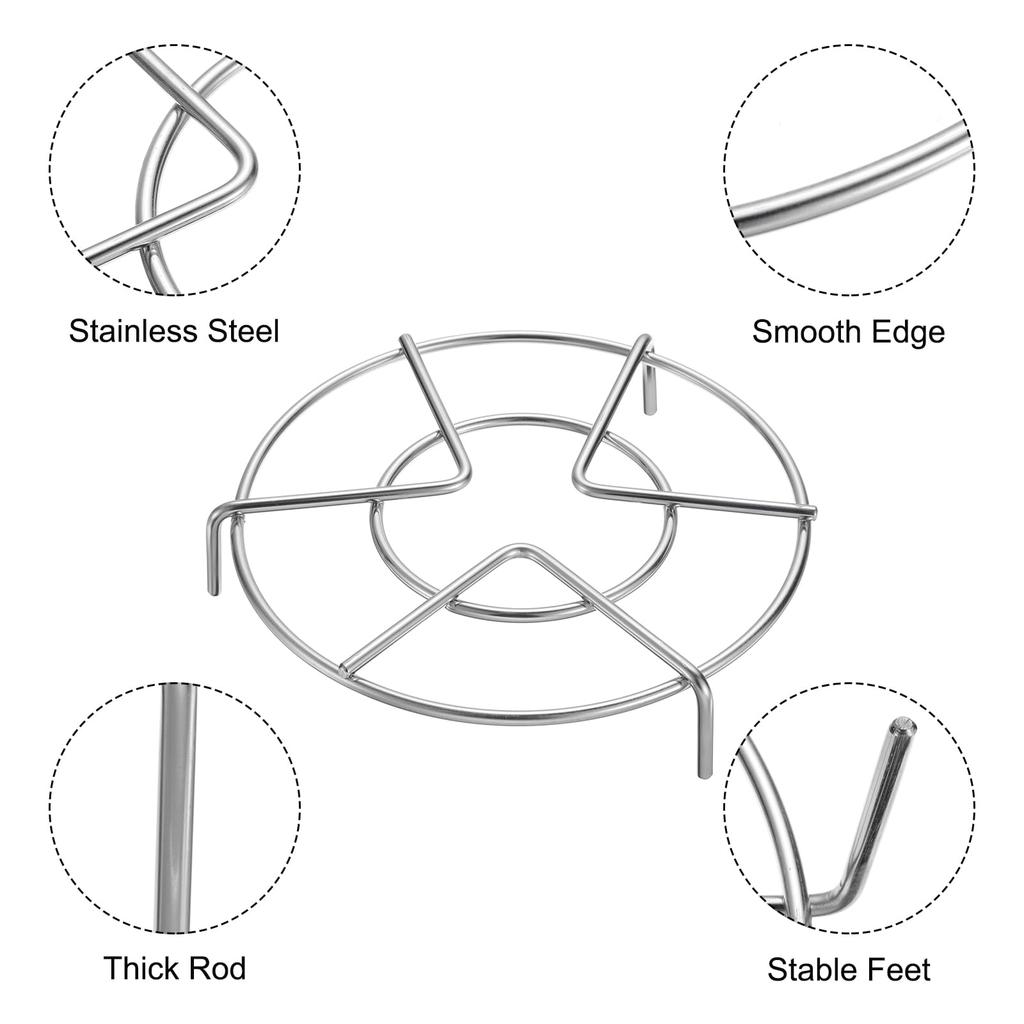Uxcell Набор из 2 шт. Диаметр 6,3 дюйма Нержавеющая сталь Подставка-тренога, Пароварка для кастрюль, Электрических скороварок и Сковород, Серебристый (Высота 1,2"/2,8")