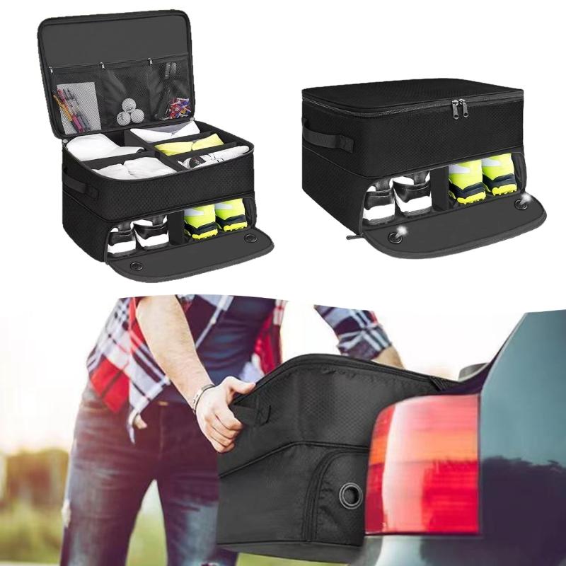 Zippered Golf Gears Travel Case Features Foldable Layer For Shoes Balls And Gloves Ample Space For Caddie Bags And Lockers
