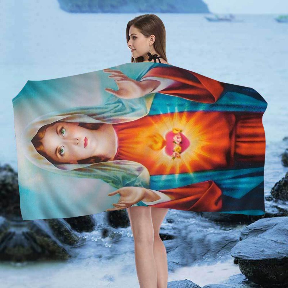 Virgin Mary Christian Towel Microfiber Beach Towel Absorbent Quick dry Soft Yoga Swimming Resort Mountain Climbing Towel