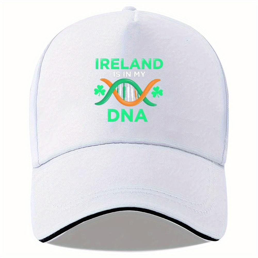 Ireland Is In My DNA Shamrock Baseball Cap Adjustable Polyester Casual Hat for Men Women