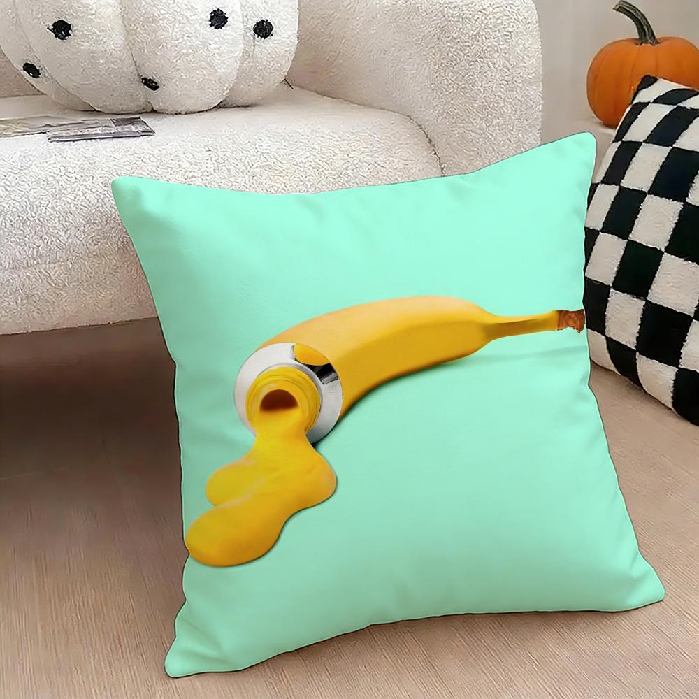 Creative Fruit Cushion Cover Natural Linen Double Sided Print  Throw Pillow Case for Sofa Couch Home Decor