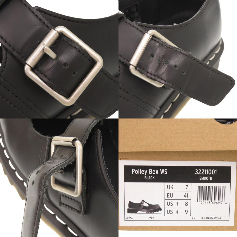 Б/у ОРИГИНАЛЬНЫЕ Dr.Martens POLLEY BEX Белая строчка T-образная перемычка Кожаные ботинки Черная кожа
