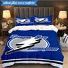 3PCS Bay Lightning Hockey Bedding Set,Including 1pc Duvet Cover And 2pcs Pillowcases Perfect for Bedroom, Dormitory, Fan Christmas gift