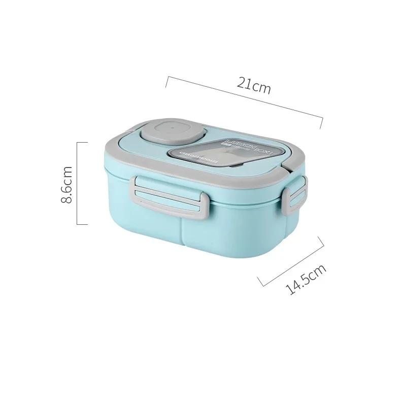 1200ML Portable Lunch Box Reusable Double Layer Compartment Bento Box Carrying Handle Outdoor Camping Meal Snack Food Containers