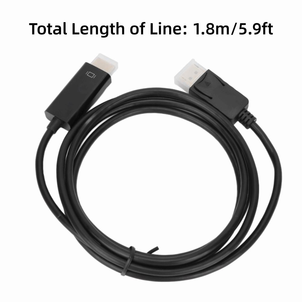 1.8m/5.9ft DisplayPort to HD Multimedia Interface Adapter 4K30HZ/1080P DP to HD Cable Monitor Use